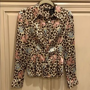 Nicole by Nicole Miller leopard & flower blouse